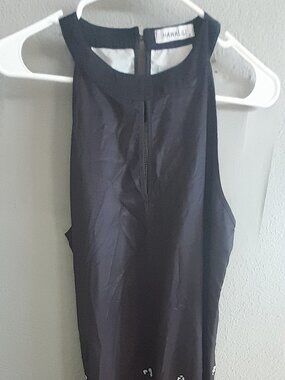 HAWALILI Black halter floral dress S